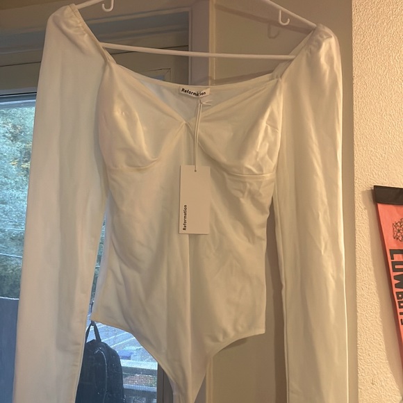 NWT Reformation Heather Bodysuit Ivory White - Picture 2 of 2